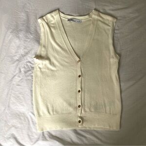 Zara Cream Knit Vest with Metal Buttons